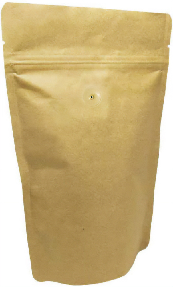 12 oz Stand Up Pouch with valve Kraft PET/ALU/LLDPE Side